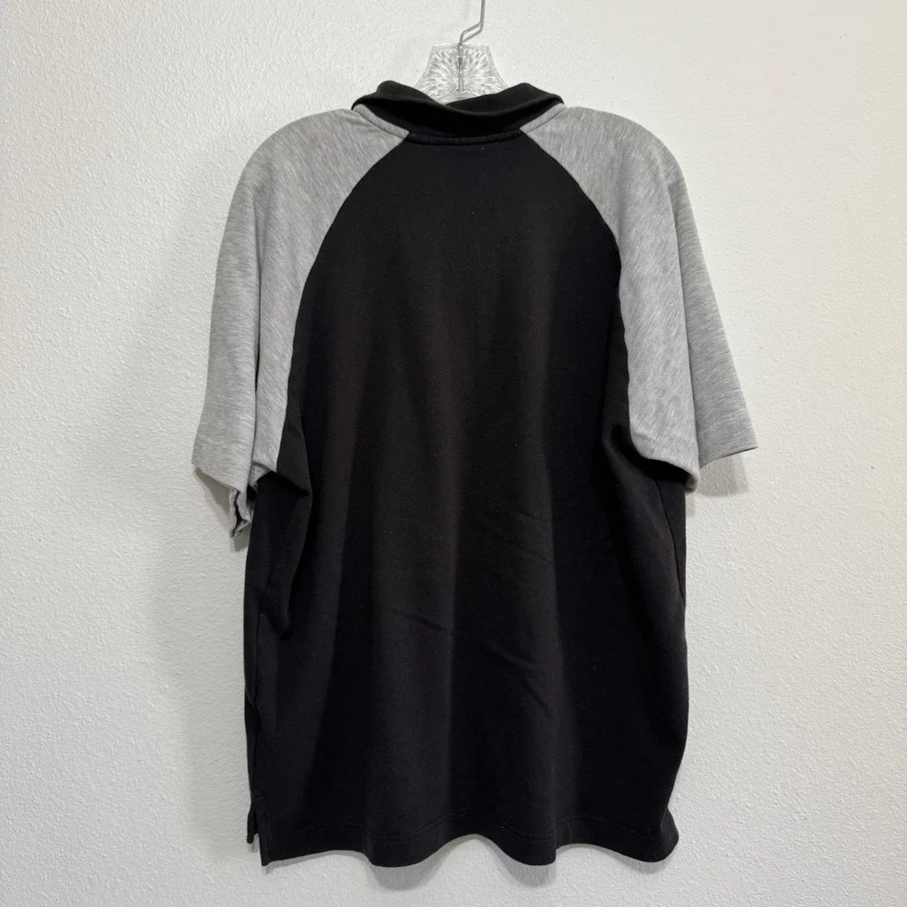 Nike Black & Gray Raglan Short Sleeve Polo Shirt‎ Mens Size XL Black Tag